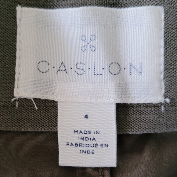 Wide-leg Army Green Caslon Pants Size 4. - Picture 3 of 6